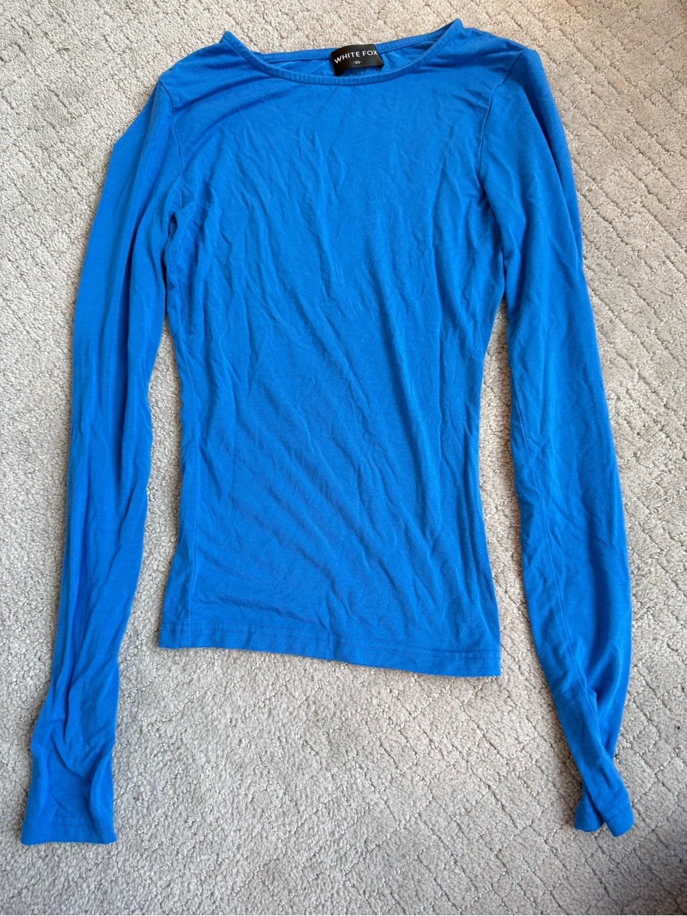 White Fox Boutique Slim Long Sleeve Crew Neck Top - Blue